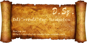 Dörnhöfer Szabolcs névjegykártya